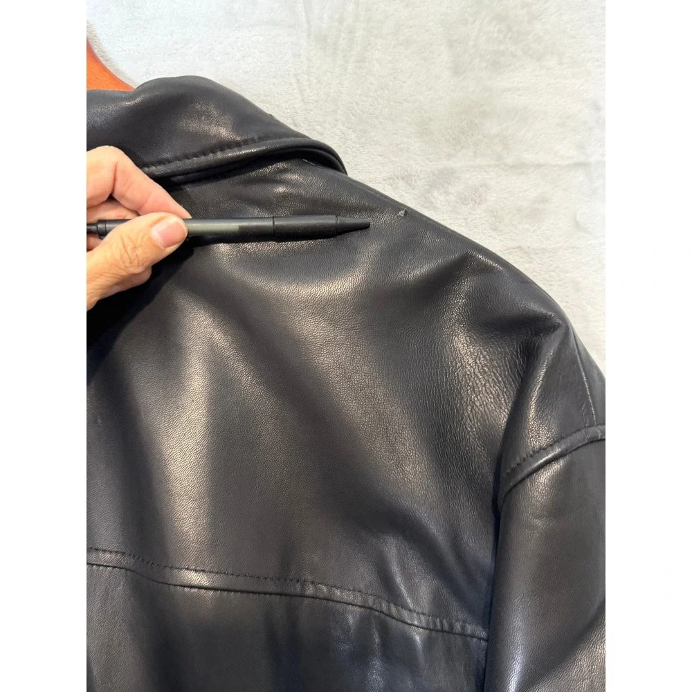Wilson's Leather Men's Car Coat 2X Black Buttons Thinsulate Mid Length READ!